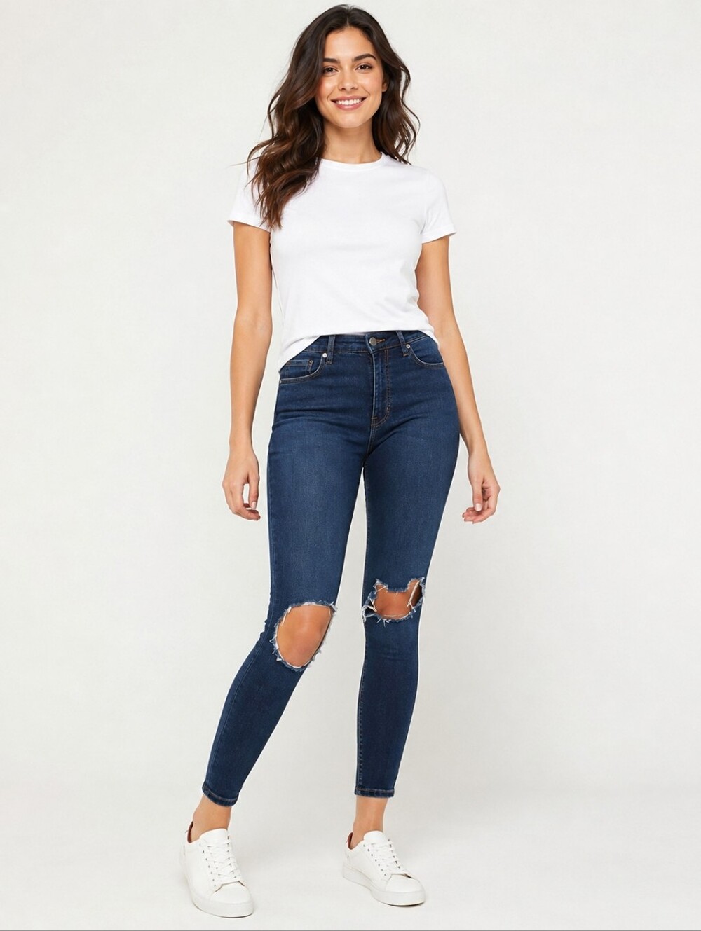 ❤️ FREE PEOPLE HIGH RISE BUSTED KNEE SKINNY JEANS, 8 (29)